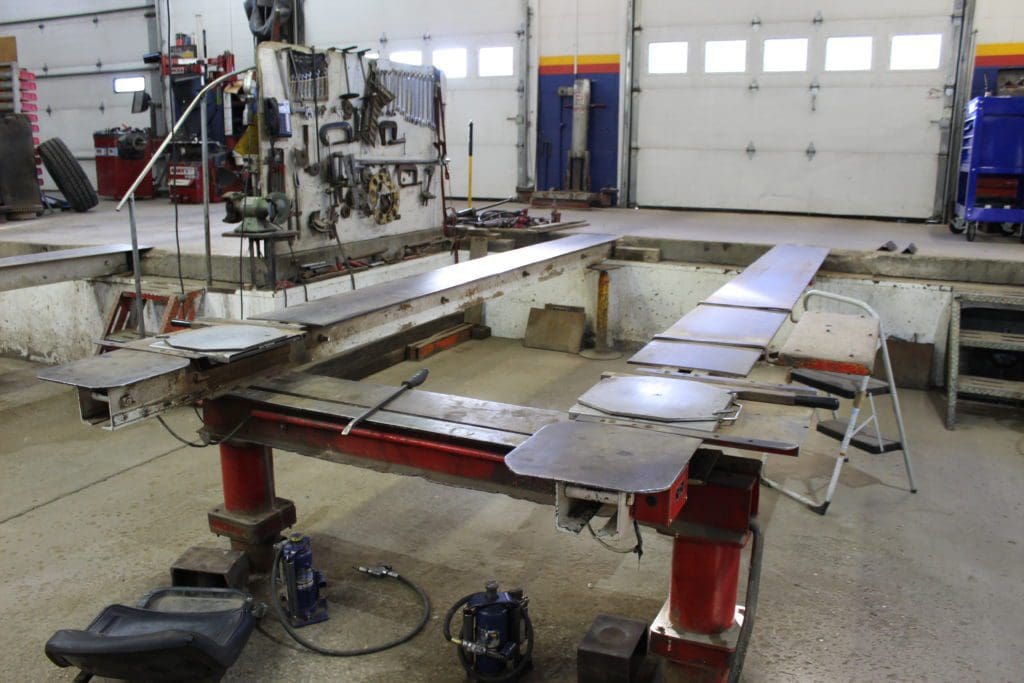 alignment rack in the shop