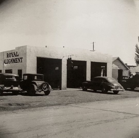 Older Royal Wheel Alignment Shop Photo Historic photo of Royal Wheel Alignment, a car repair shop in Rapid City, South Dakota.